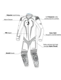BELA NorthStar 1PC Motorcycle Racing Suits Black White Yellow
