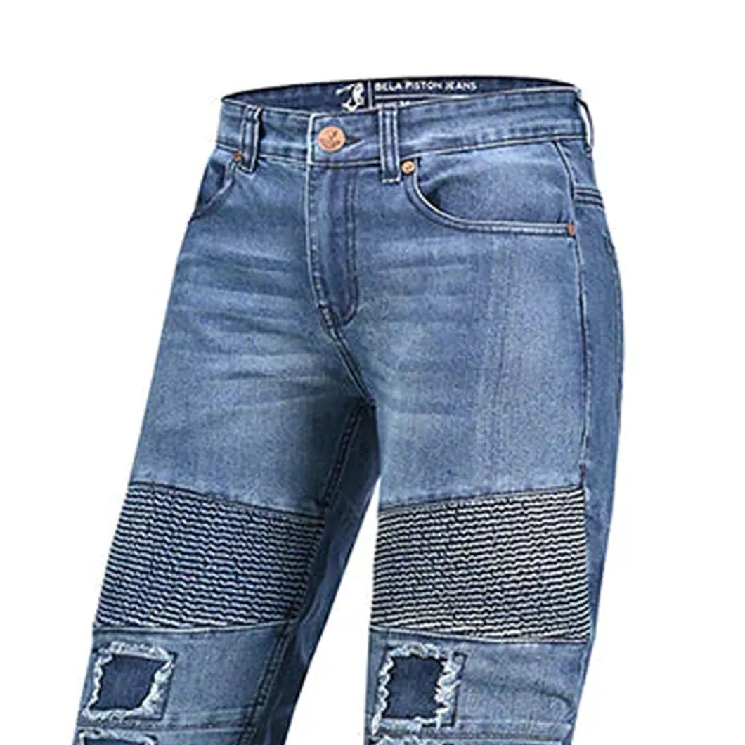 Bela PISTON Motorcycle Jeans for Men Blue