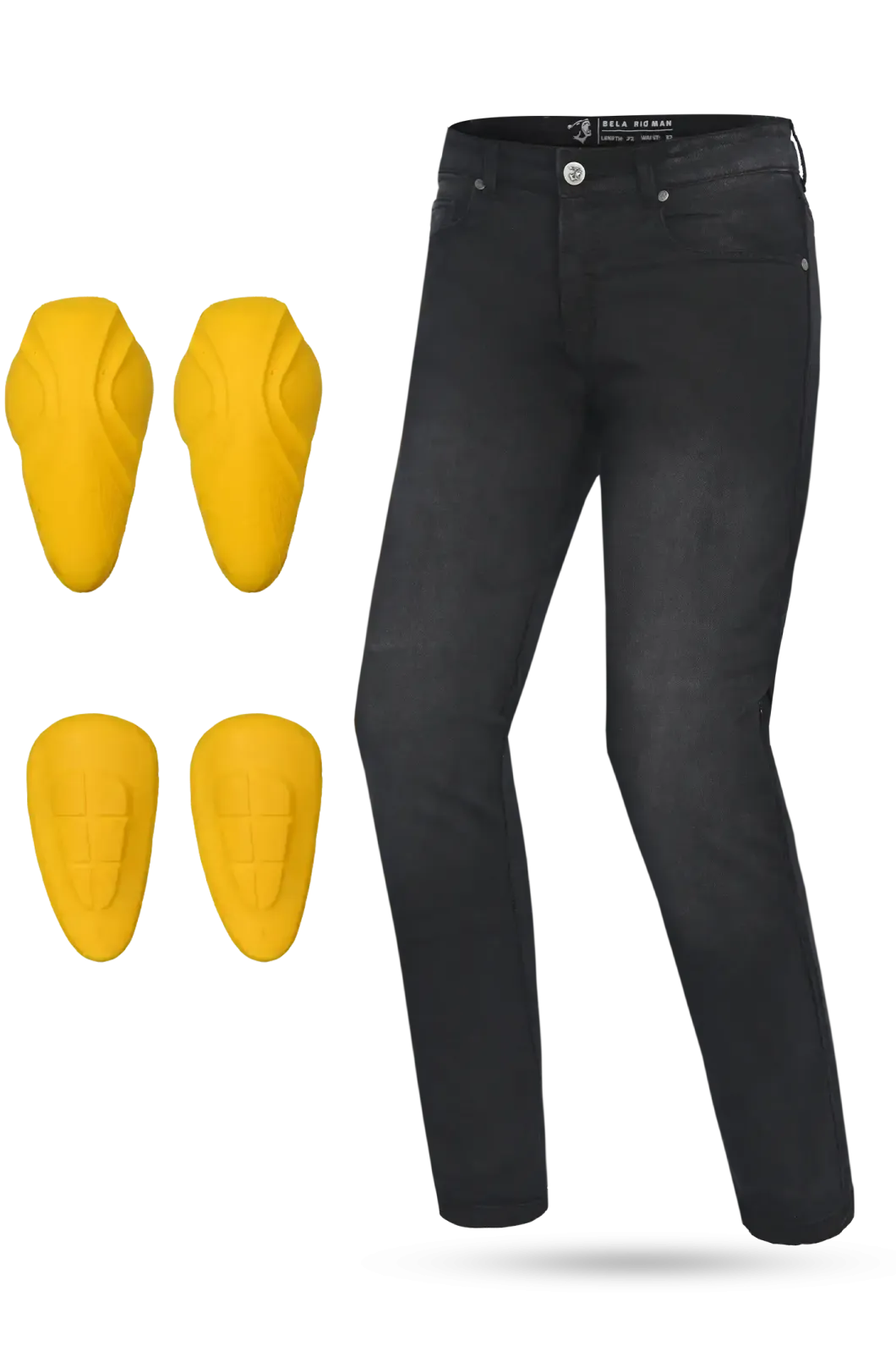 Bela Rio 32 Inseam Black Denim motorcycle jeans