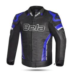Bela Rocket Black Blue Men's Jacket (Kangaroo Leather Mix)