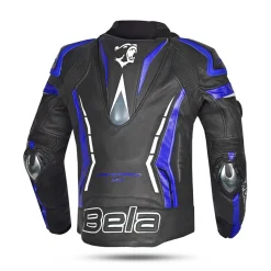 Bela Rocket Black Blue Men's Jacket (Kangaroo Leather Mix)