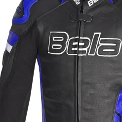Bela Rocket Black Blue Men's Jacket (Kangaroo Leather Mix)
