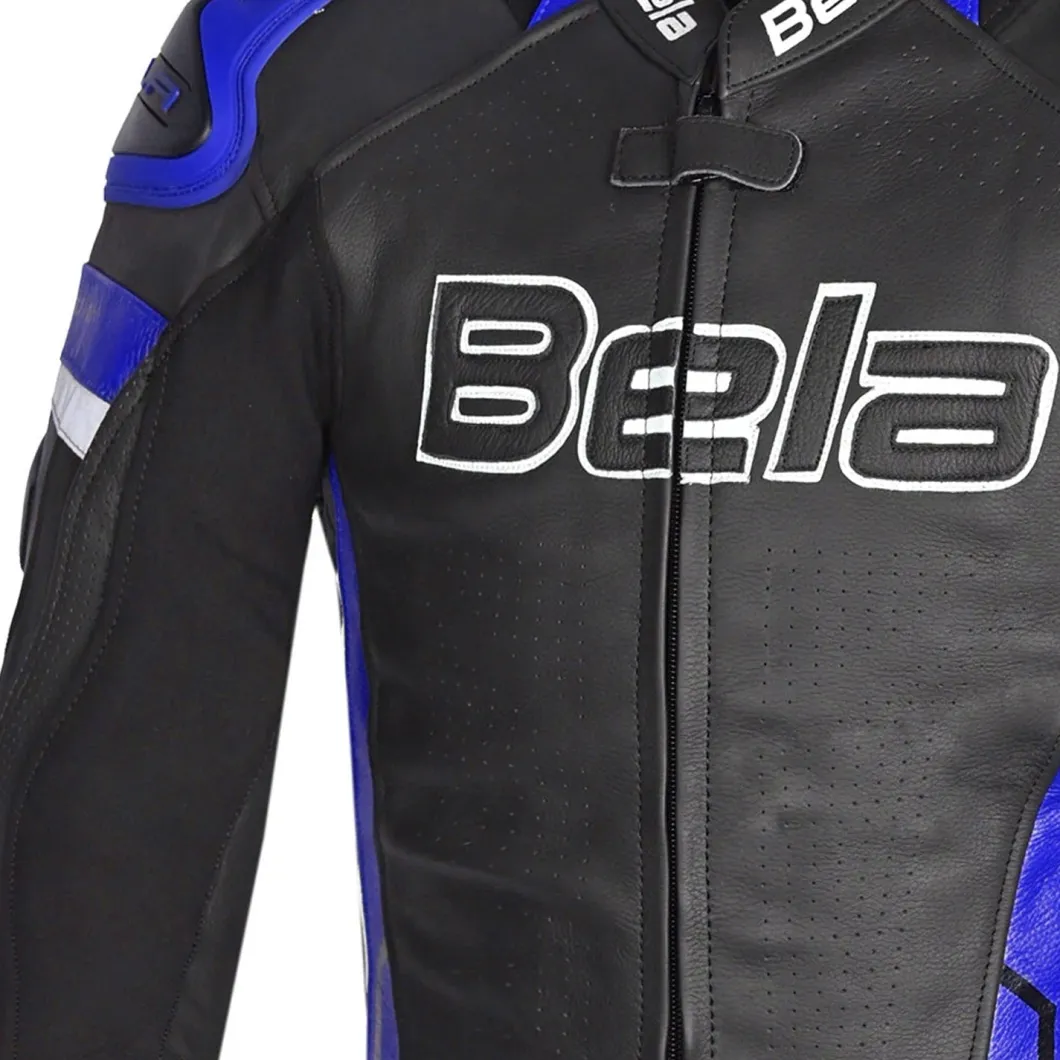 Bela Rocket Black Blue Men's Jacket (Kangaroo Leather Mix)