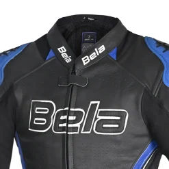 Bela Rocket Black Blue Women's Jacket (Kangaroo Leather Mix)