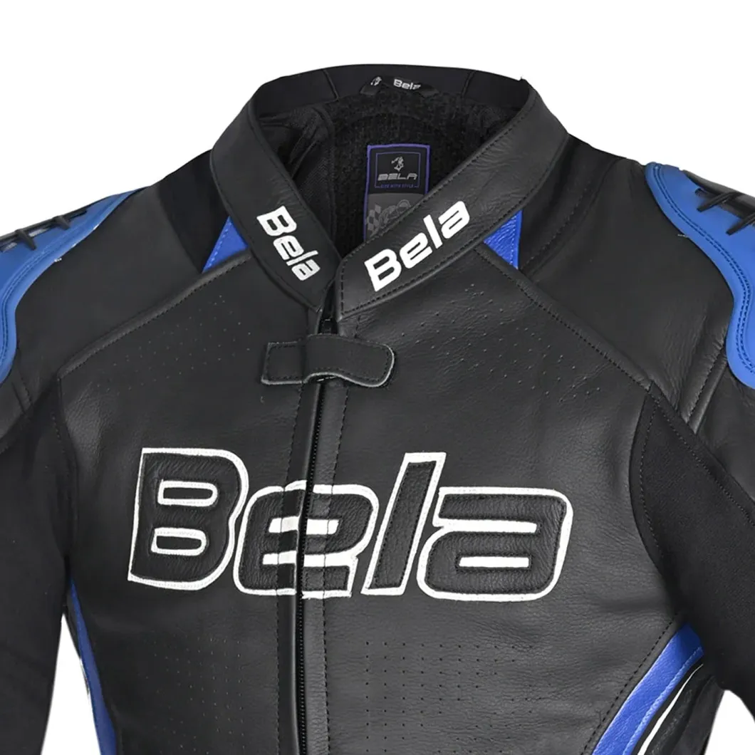 Bela Rocket Black Blue Women's Jacket (Kangaroo Leather Mix)