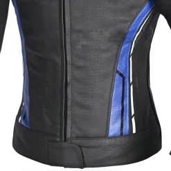 Bela Rocket Black Blue Women's Jacket (Kangaroo Leather Mix)