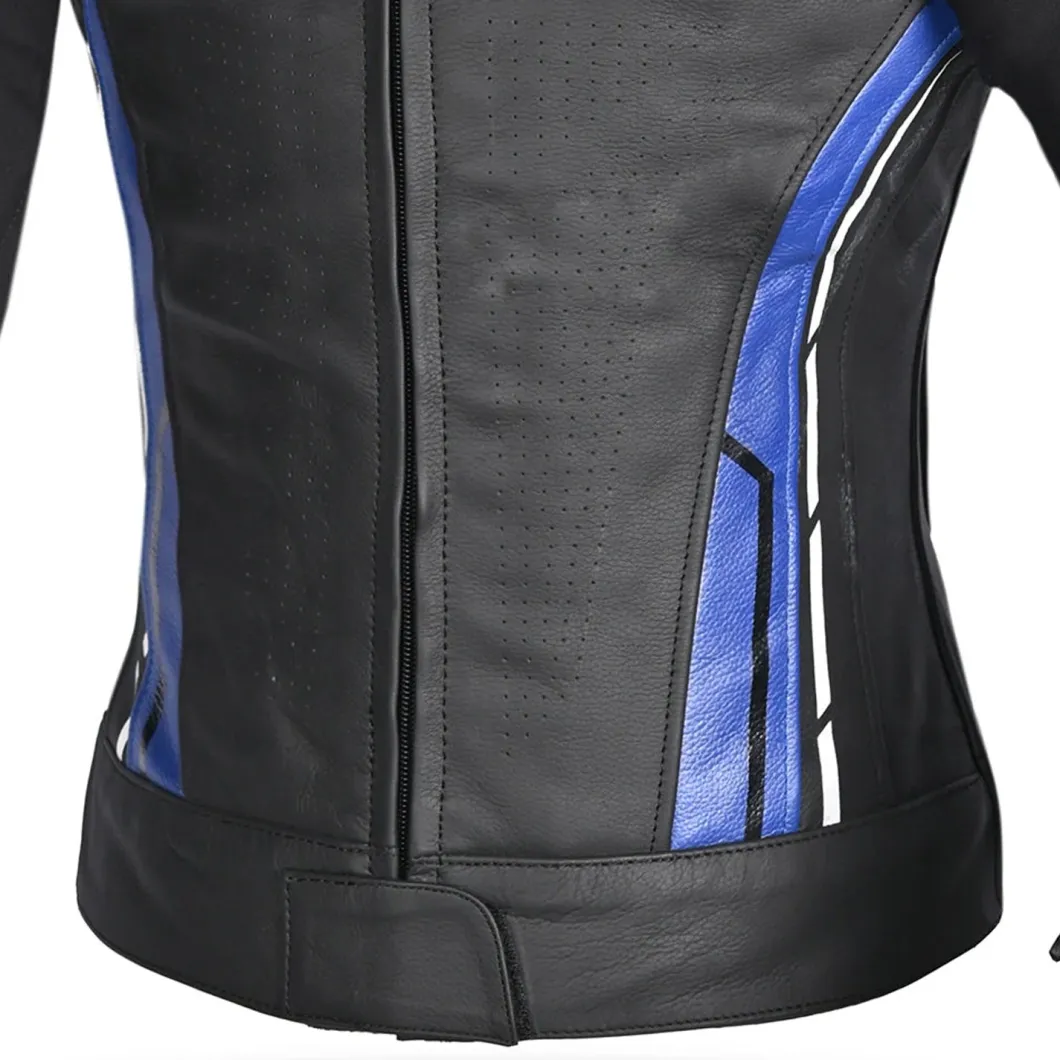 Bela Rocket Black Blue Women's Jacket (Kangaroo Leather Mix)