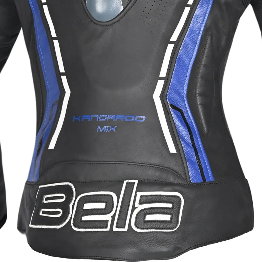 Bela Rocket Black Blue Women's Jacket (Kangaroo Leather Mix)