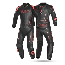 Bela Rocket Black Red 2PC Leather Suits Men Kangaroo Mix