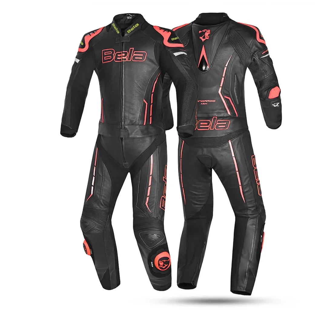 Bela Rocket Black Red 2PC Leather Suits Men Kangaroo Mix