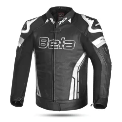 Bela Rocket Black White Men's Jacket (Kangaroo Leather Mix)
