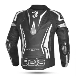 Bela Rocket Black White Men's Jacket (Kangaroo Leather Mix)