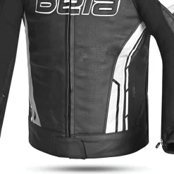 Bela Rocket Black White Men's Jacket (Kangaroo Leather Mix)