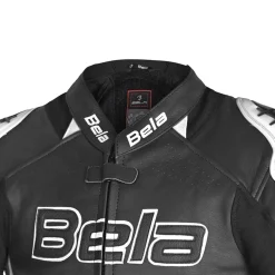 Bela Rocket Black White Men's Jacket (Kangaroo Leather Mix)