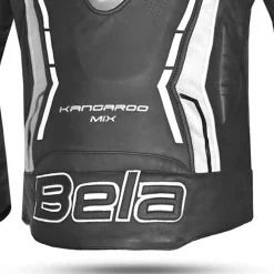 Bela Rocket Black White Men's Jacket (Kangaroo Leather Mix)