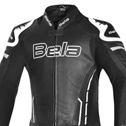 Bela Rocket Black White 2PC Men's Leather Suits Kangaroo Mix