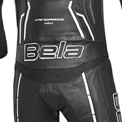 Bela Rocket Black White 2PC Men's Leather Suits Kangaroo Mix