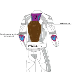 Bela Rocket Black White 2PC Men's Leather Suits Kangaroo Mix