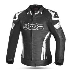 Bela Rocket Black White Women's Jacket (Kangaroo Leather Mix)