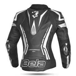 Bela Rocket Black White Women's Jacket (Kangaroo Leather Mix)
