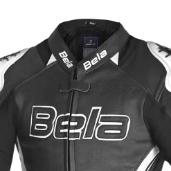 Bela Rocket Black White Women's Jacket (Kangaroo Leather Mix)