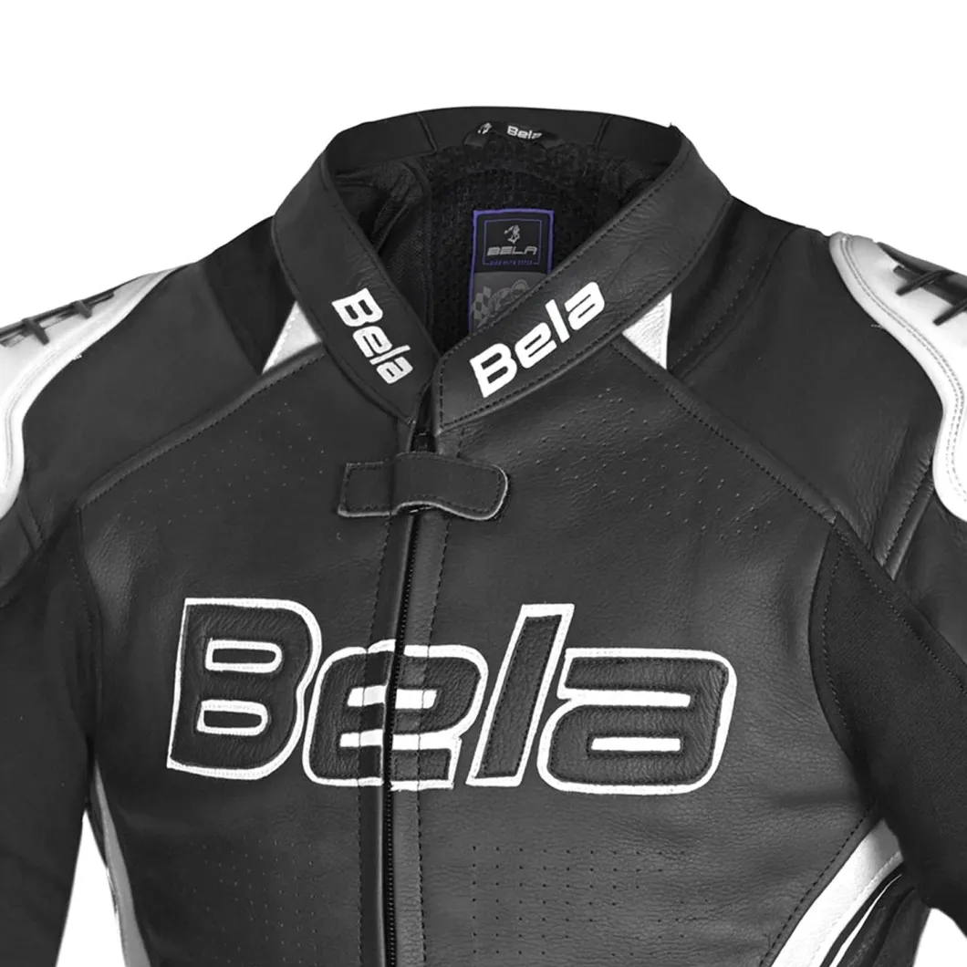 Bela Rocket Black White Women's Jacket (Kangaroo Leather Mix)