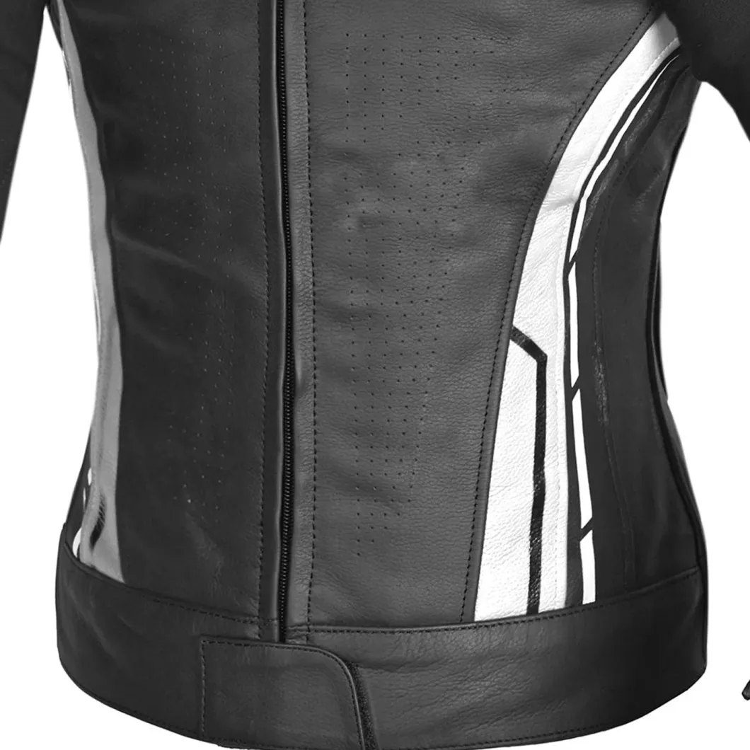 Bela Rocket Black White Women's Jacket (Kangaroo Leather Mix)