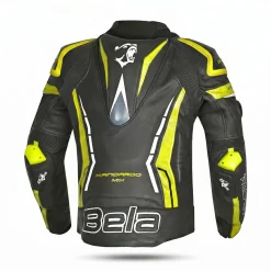 Bela Rocket Black Yellow Men's Jacket (Kangaroo Leather Mix)