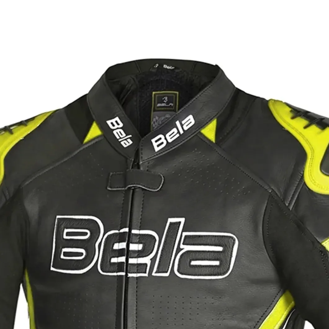 Bela Rocket Black Yellow Men's Jacket (Kangaroo Leather Mix)