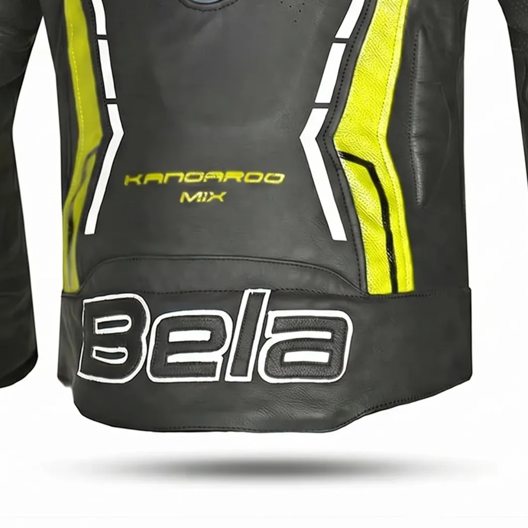 Bela Rocket Black Yellow Men's Jacket (Kangaroo Leather Mix)