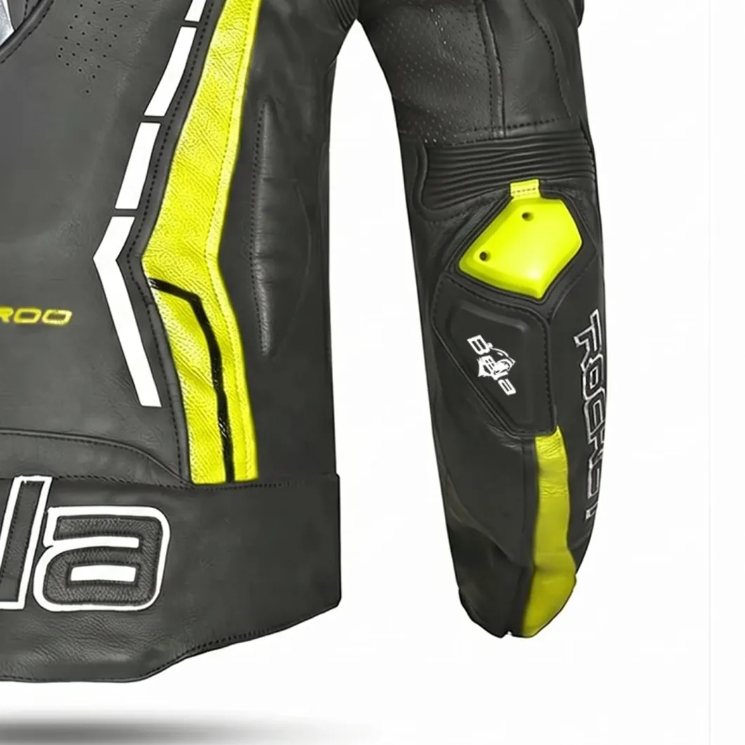 Bela Rocket Black Yellow Men's Jacket (Kangaroo Leather Mix)