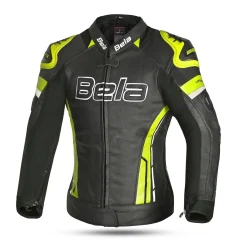 Bela Rocket Black Yellow Women's Jacket (Kangaroo Leather Mix)