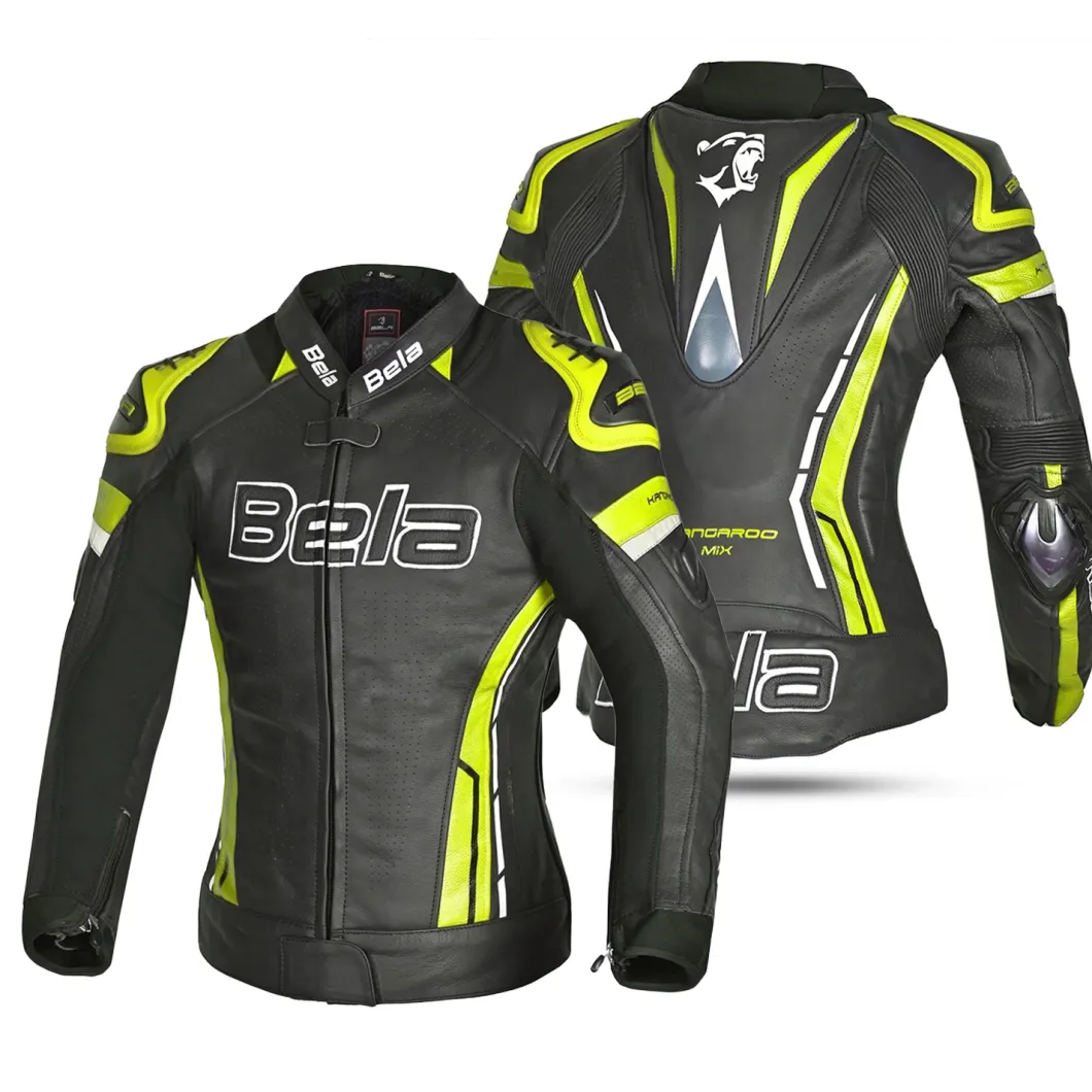 Bela Rocket Black Yellow Women's Jacket (Kangaroo Leather Mix)