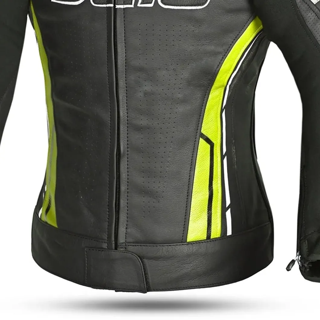 Bela Rocket Black Yellow Women's Jacket (Kangaroo Leather Mix)