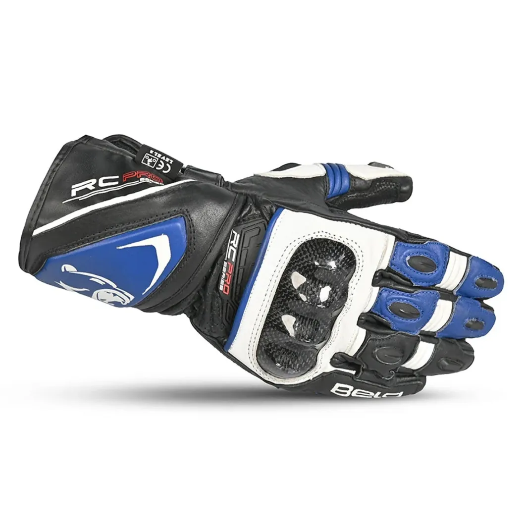 Bela Rocket Long Motorcycle Glove Black/Blue/White