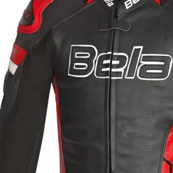 BELA ROCKET MEN'S BLACK AND RED LEATHER MOTORCYCLE JACKET