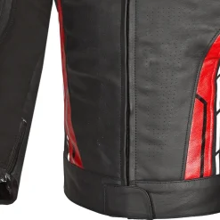 BELA ROCKET MEN'S BLACK AND RED LEATHER MOTORCYCLE JACKET
