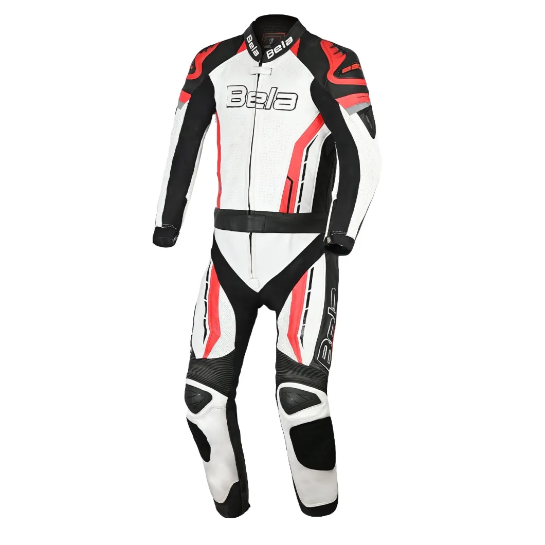 BELA ROCKET MIX KANGAROO 2 PC TUTA DI MOTO UOMO NERO BIANCO ROSSO