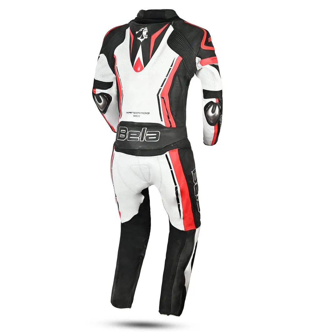 BELA ROCKET MIX KANGAROO 2 PC TUTA DI MOTO UOMO NERO BIANCO ROSSO