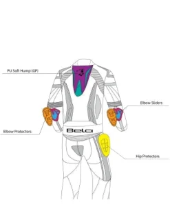BELA ROCKET MIX KANGAROO 2 PC TUTA DI MOTO UOMO NERO BIANCO ROSSO