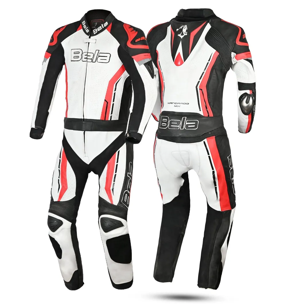 BELA ROCKET MIX KANGAROO 2 PC TUTA DI MOTO UOMO NERO BIANCO ROSSO