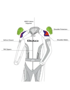BELA ROCKET MIX KANGAROO 2 PC TUTA DI MOTO UOMO NERO BIANCO ROSSO