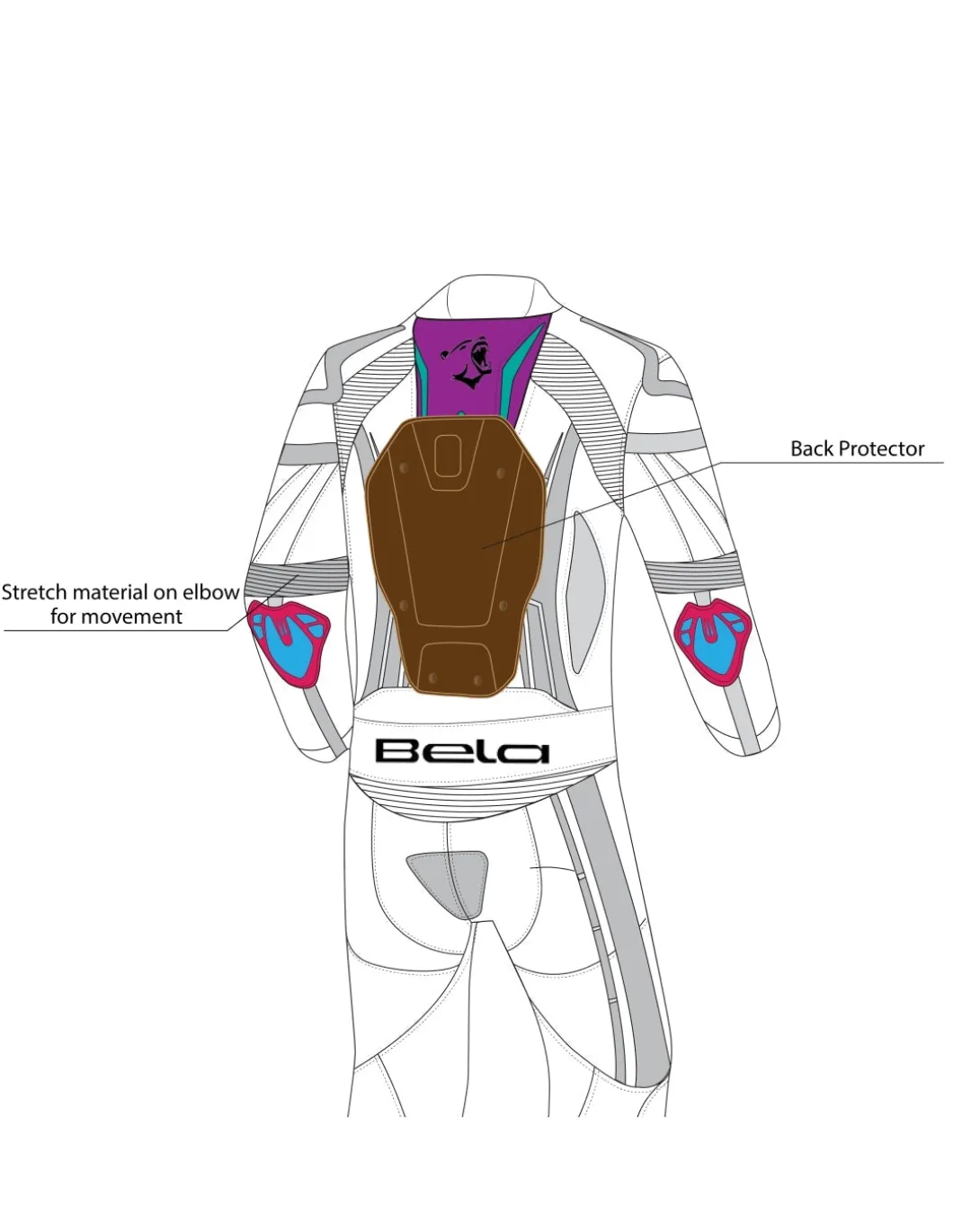 BELA ROCKET MIX KANGAROO 2 PC TUTA DI MOTO UOMO NERO BIANCO ROSSO