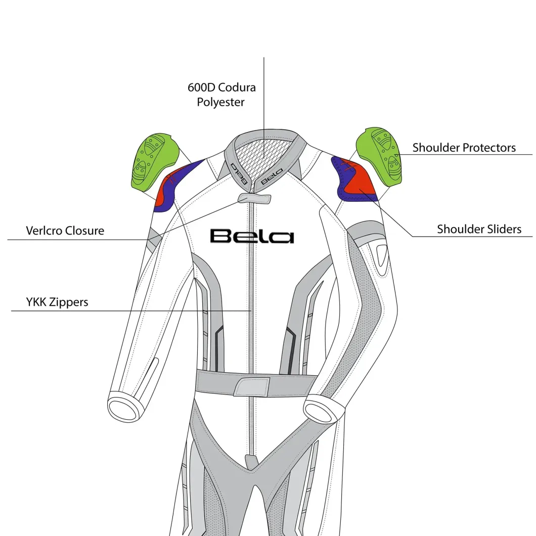 BELA ROCKET MIX KANGROO 1 PC TUTA DI MOTO BAMBINI GARILLO BIANCO