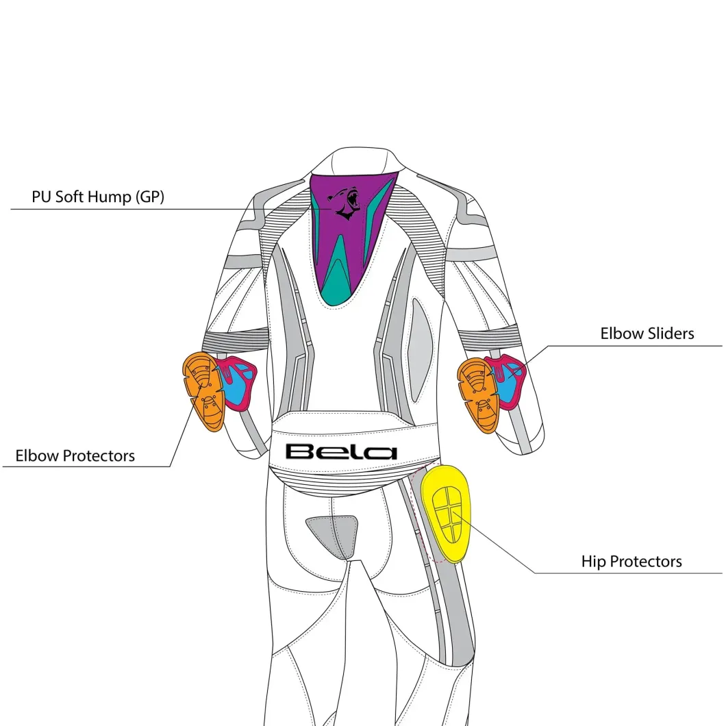 BELA ROCKET MIX KANGROO 1 PC TUTA DI MOTO BAMBINI GARILLO BIANCO