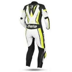 BELA ROCKET MIX KANGROO 1 PC TUTA DI MOTO DONNA BIANCO NERO GIALLO FLOU