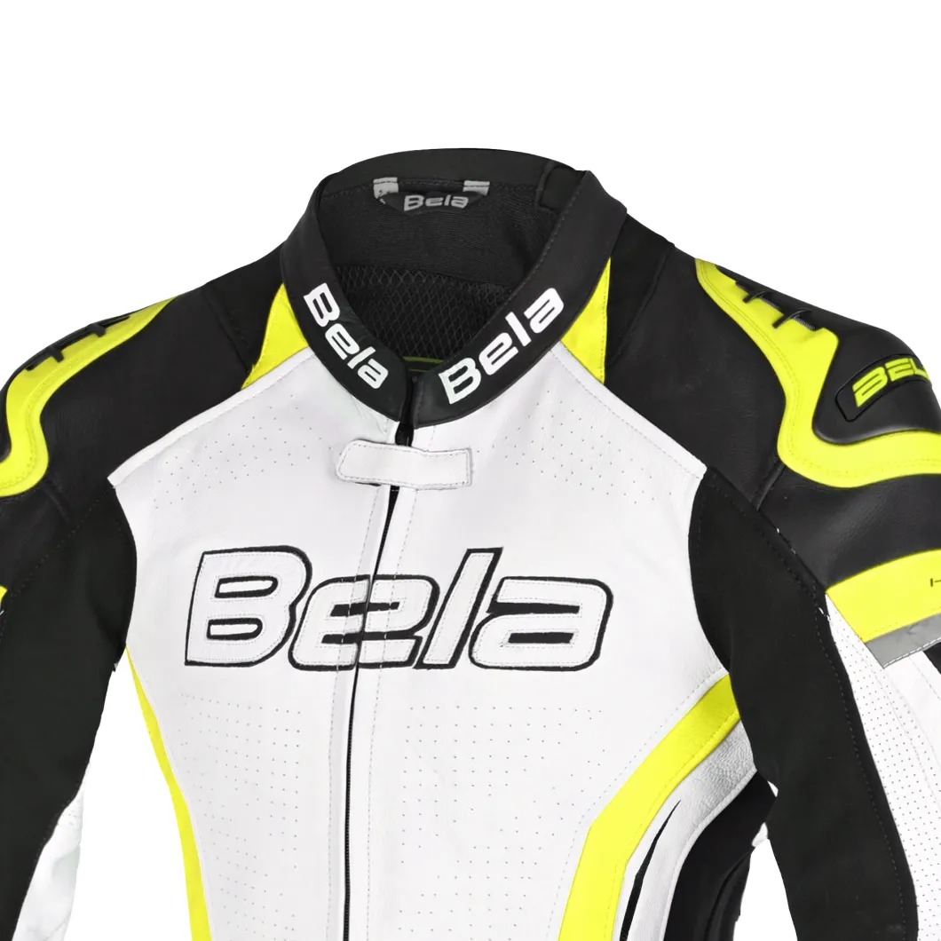 BELA ROCKET MIX KANGROO 1 PC TUTA DI MOTO DONNA BIANCO NERO GIALLO FLOU