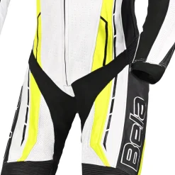 BELA ROCKET MIX KANGROO 1 PC TUTA DI MOTO DONNA BIANCO NERO GIALLO FLOU