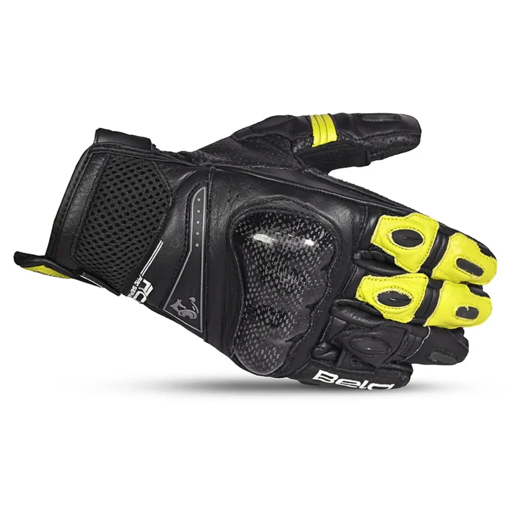 Bela Rocket Short White Flu/Black Racing Motorcycle Glove
