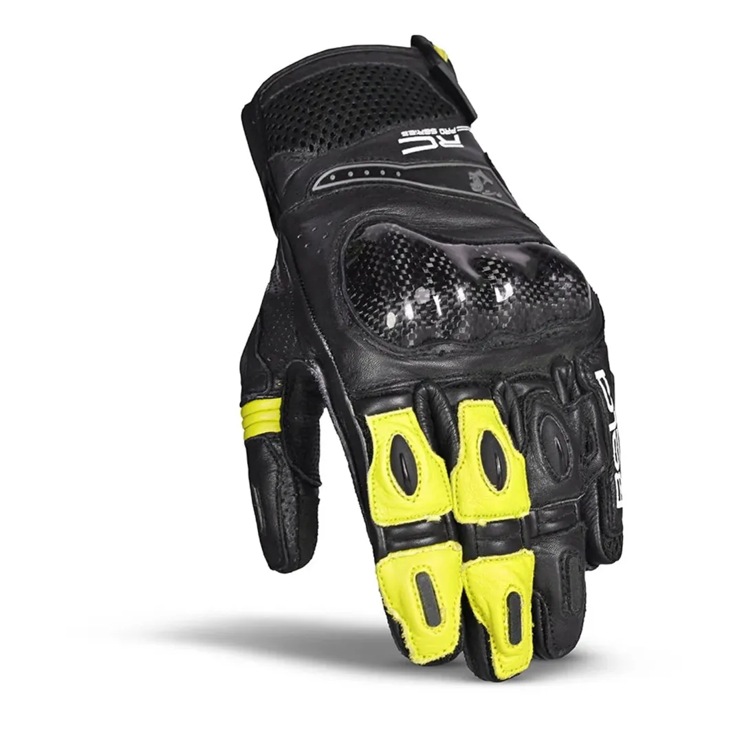 Bela Rocket Short White Flu/Black Racing Motorcycle Glove